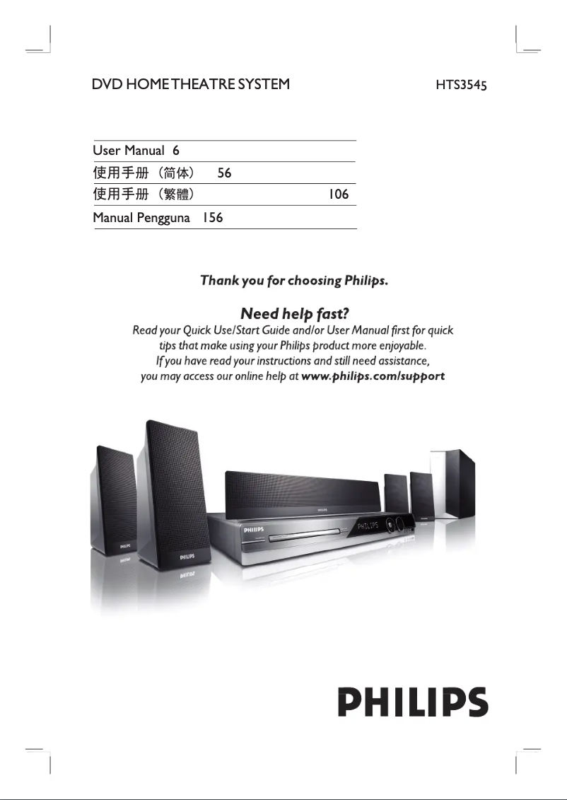 Page n°1 - Manuel utilisateur Philips HTS3545