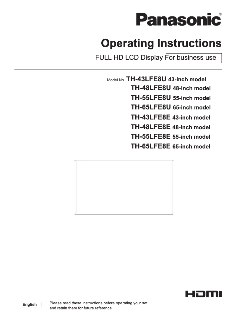 Page n°1 - Manuel utilisateur Panasonic TH-48LFE8