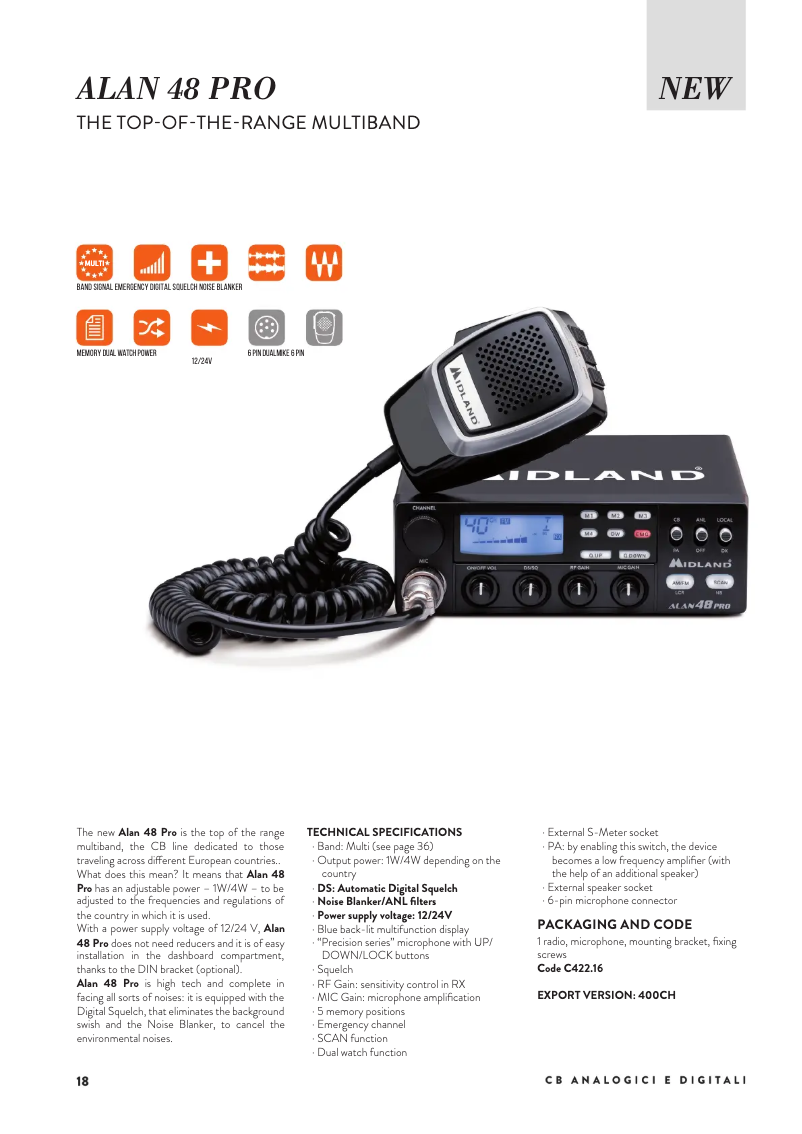 Page n°1 - Fiche technique Midland Alan 48 Pro