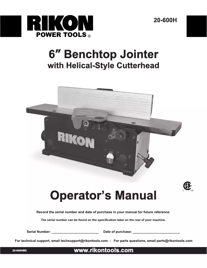 Page n°1 - Manuel utilisateur RIKON 20-600H