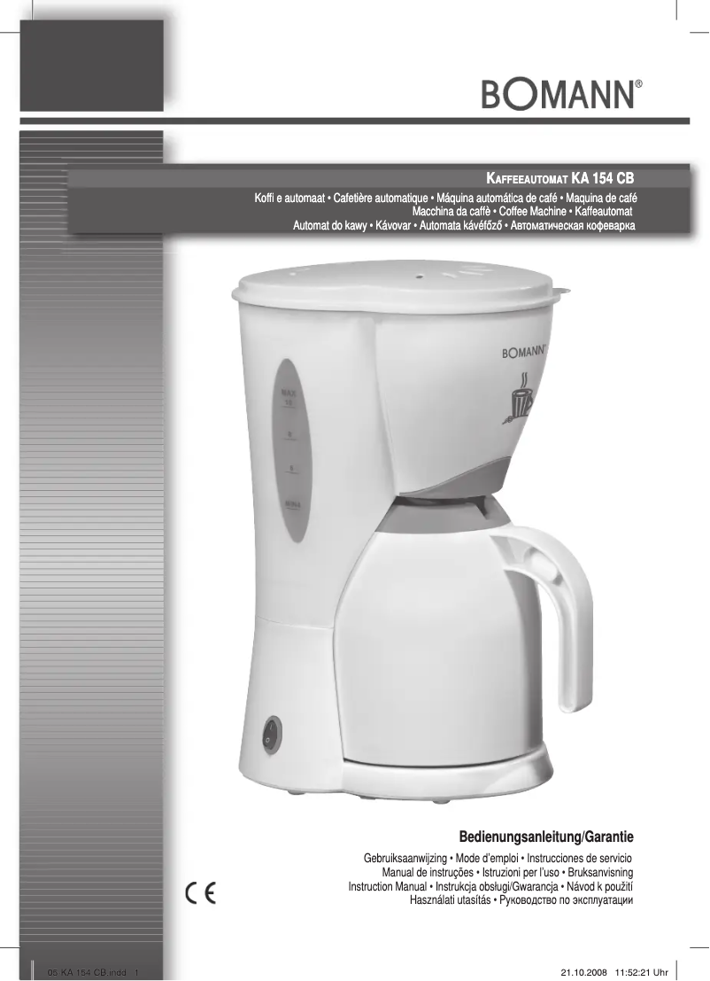Page 1 de la notice Manuel utilisateur Bomann KA 154 CB