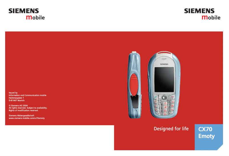 Page 1 de la notice Manuel utilisateur Siemens CX70 Emoty