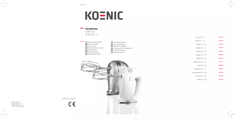 Page n°1 - Manuel utilisateur Koenic KHM 316-C