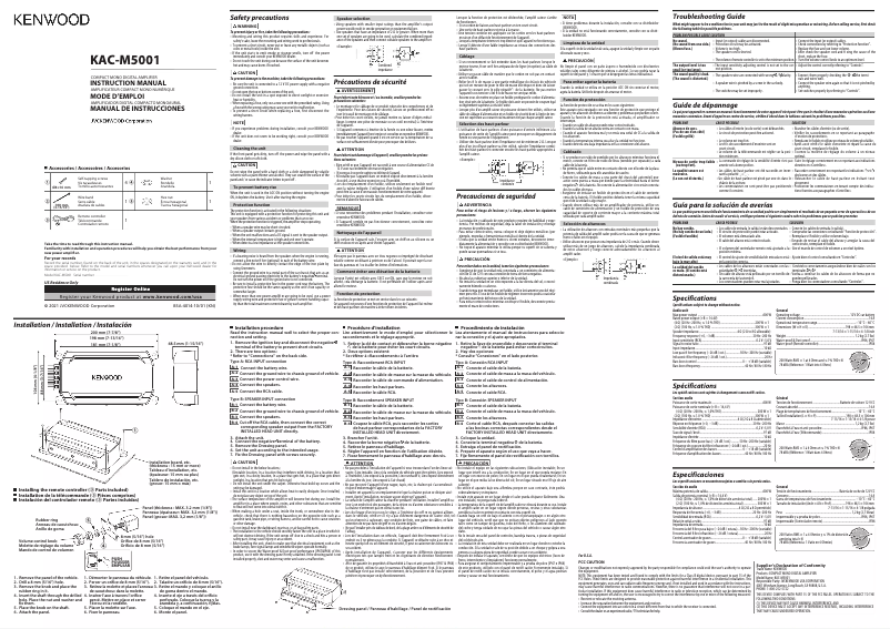 Image de la première page du manuel de l'appareil KAC-M5001