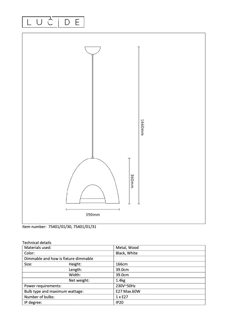 Page n°1 - Manuel utilisateur Lucide Gaillon 75401/01/31