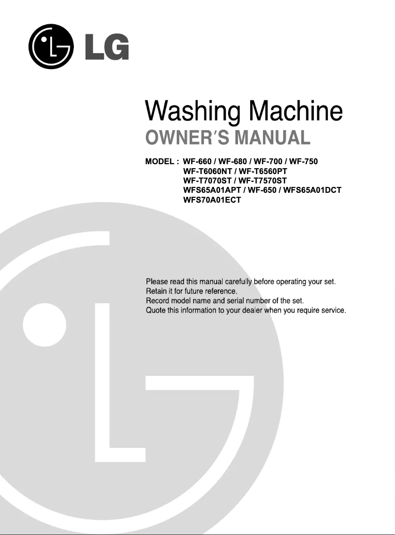 Page n°1 - Manuel utilisateur LG WF-750
