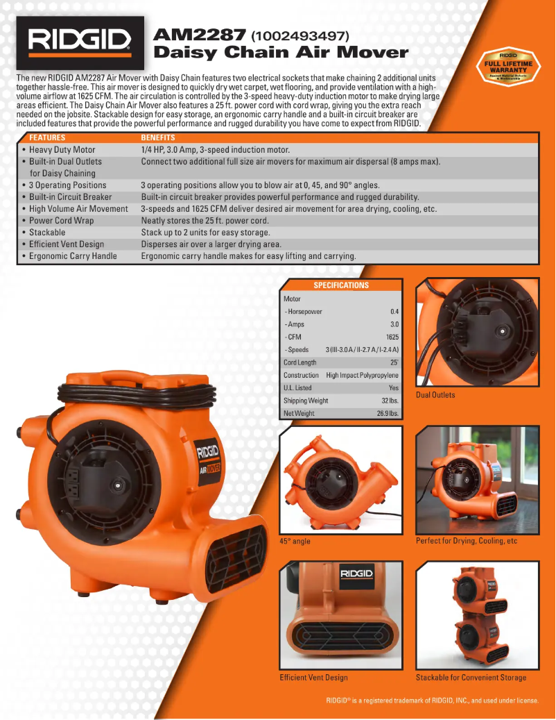 Page n°1 - Catalogue Ridgid AM2287