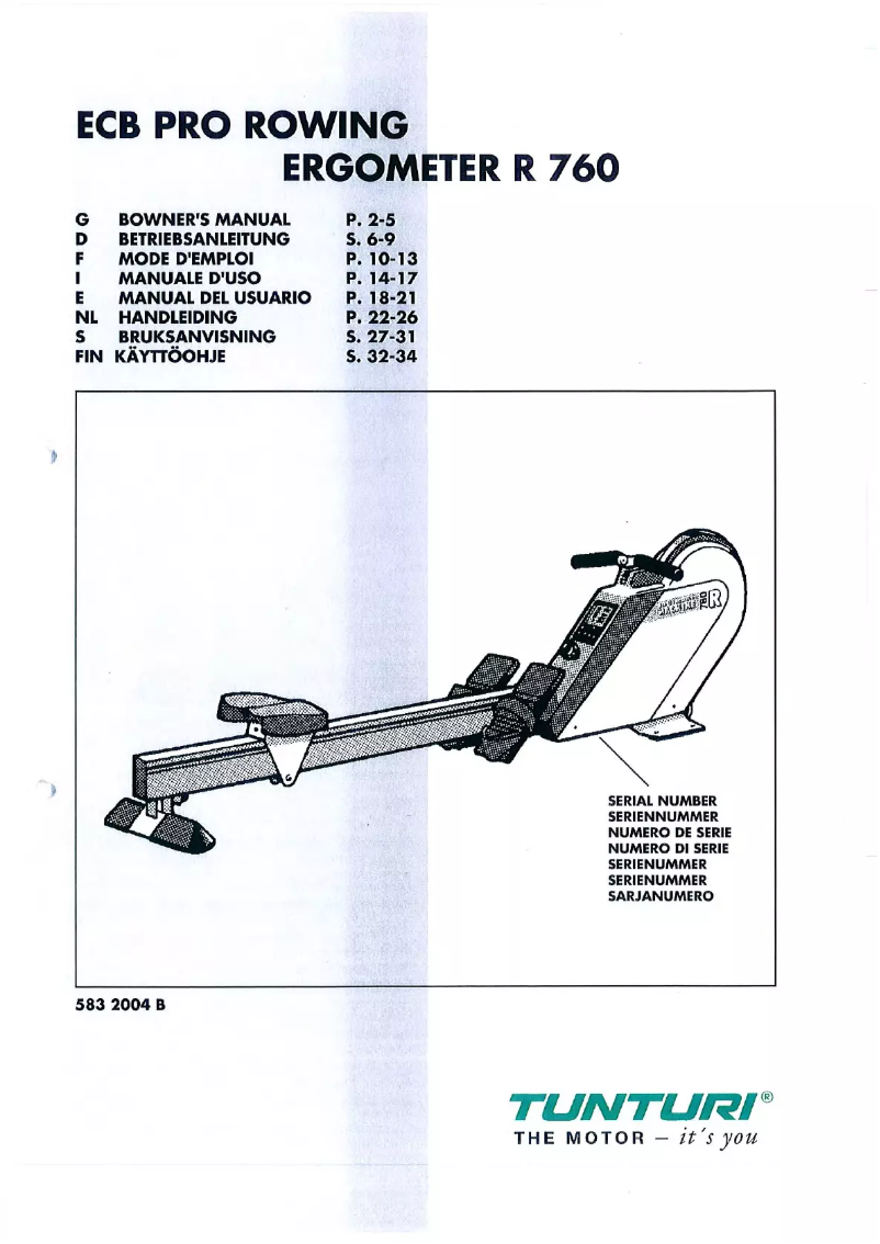 Page n°1 - Manuel utilisateur Tunturi R760
