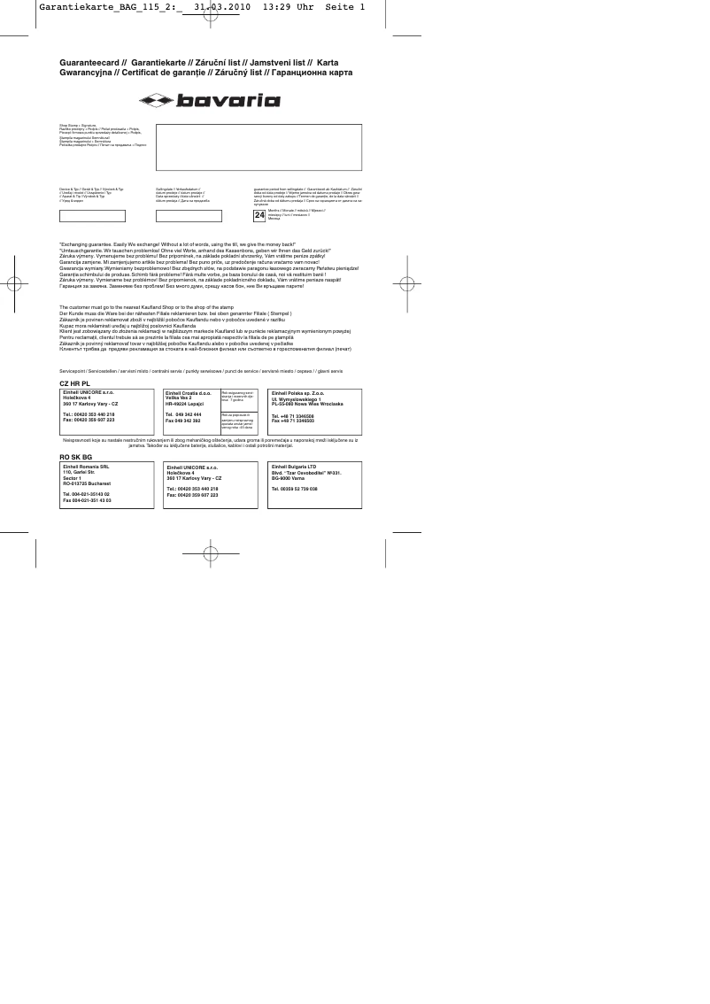 Página 1 del manual Manual de usuario Bavaria BAG 115-2