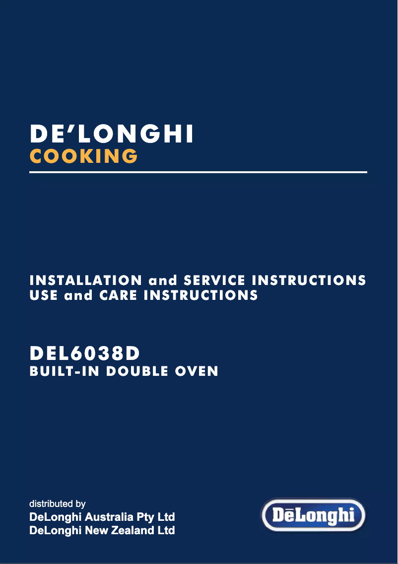 Page n°1 - Manuel utilisateur DeLonghi DEL6038D