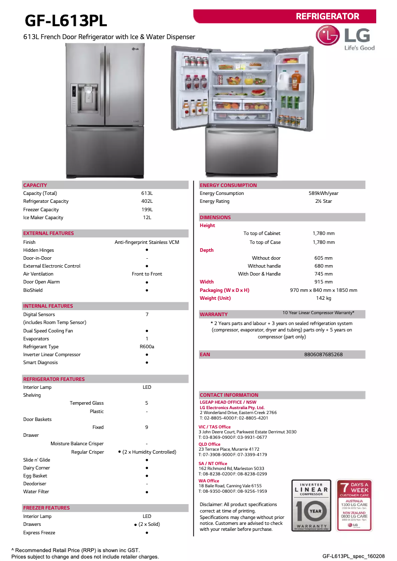 Imagen de la primera página del manual del dispositivo GF-L613PL