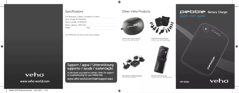 Page n°1 - Manuel utilisateur Veho Pebble Mini