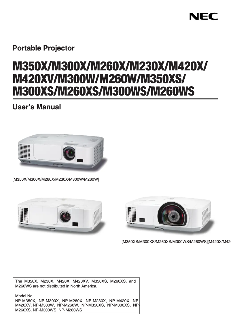 Page 1 de la notice Mode d'emploi NEC M260WS