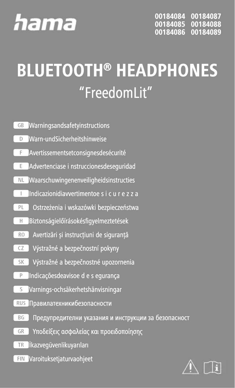 Page 1 de la notice Instructions de sécurité Hama Freedom Lit
