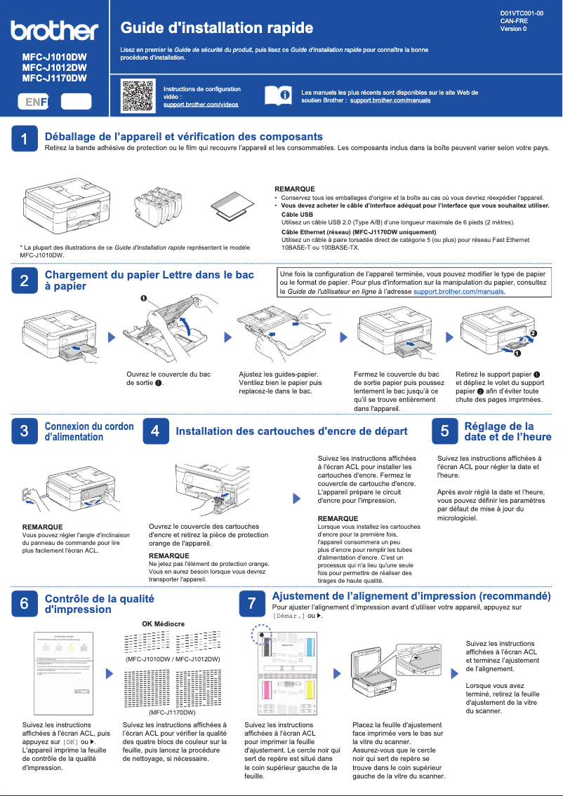 Page 1 de la notice Manuel utilisateur Brother MFC-J1012DW