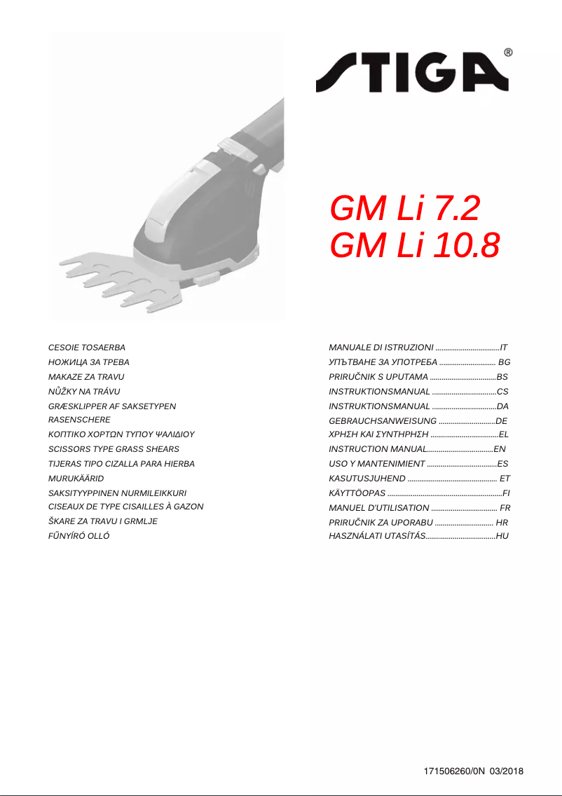 Page n°1 - Manuel utilisateur Stiga GM Li 7.2