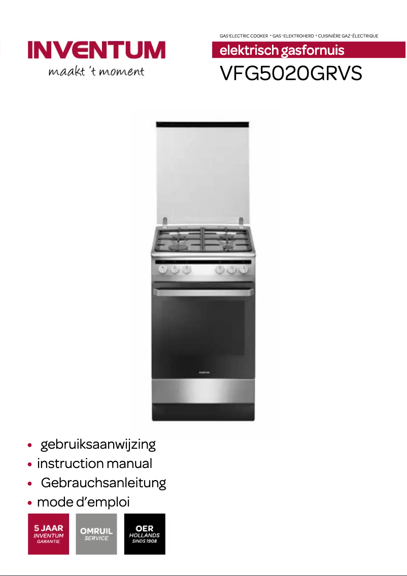 Page 1 de la notice Manuel utilisateur Inventum VFG5020GRVS