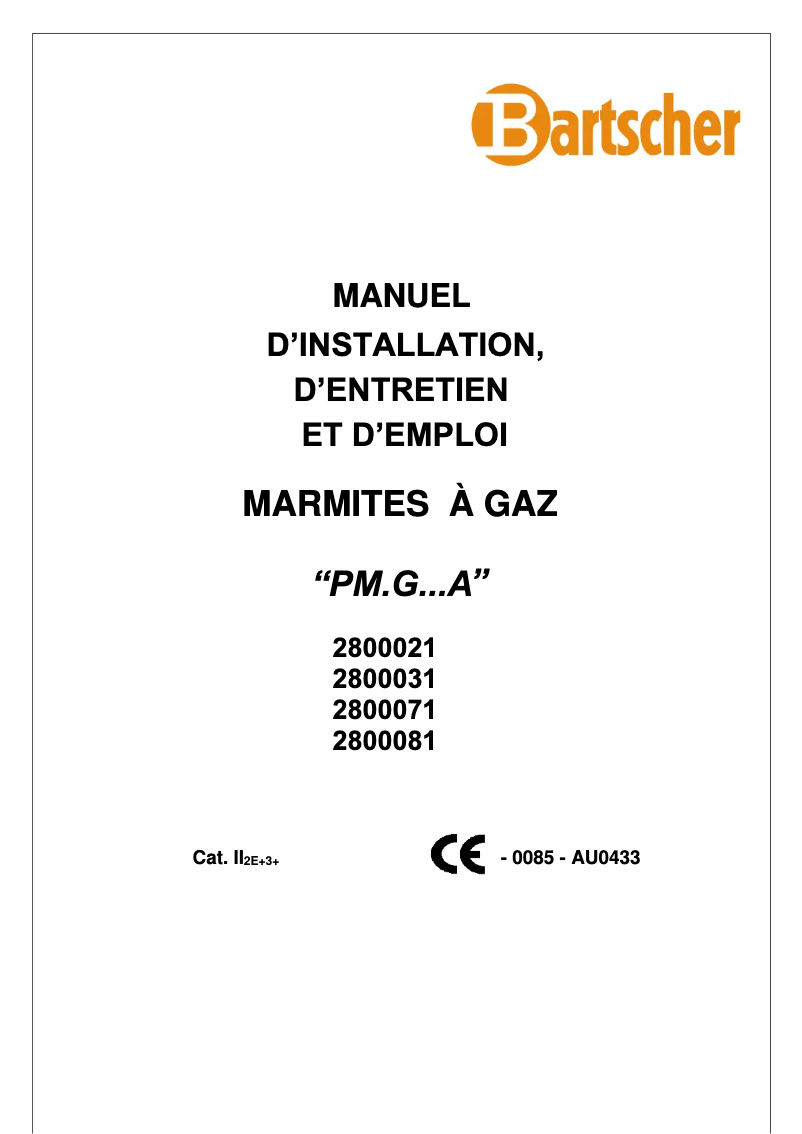 Page 1 de la notice Manuel utilisateur Bartscher G342L