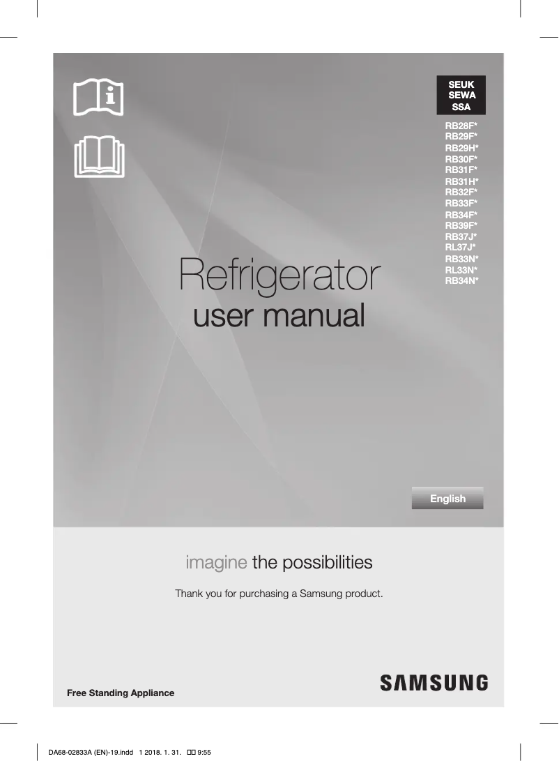 Page 1 de la notice Manuel utilisateur Samsung RB37J500MSA/EF