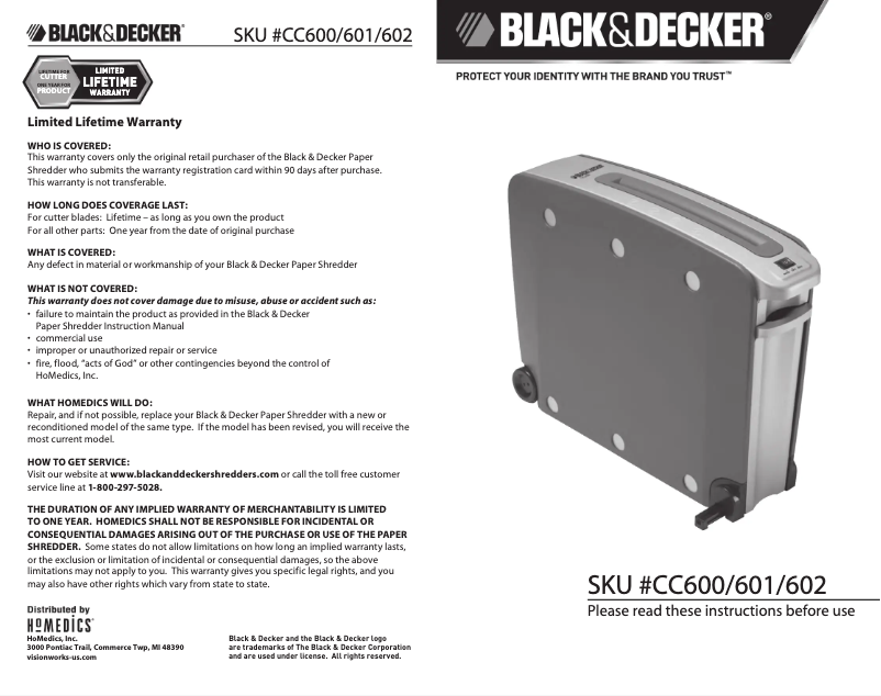 Page 1 de la notice Manuel utilisateur Black & Decker CC600