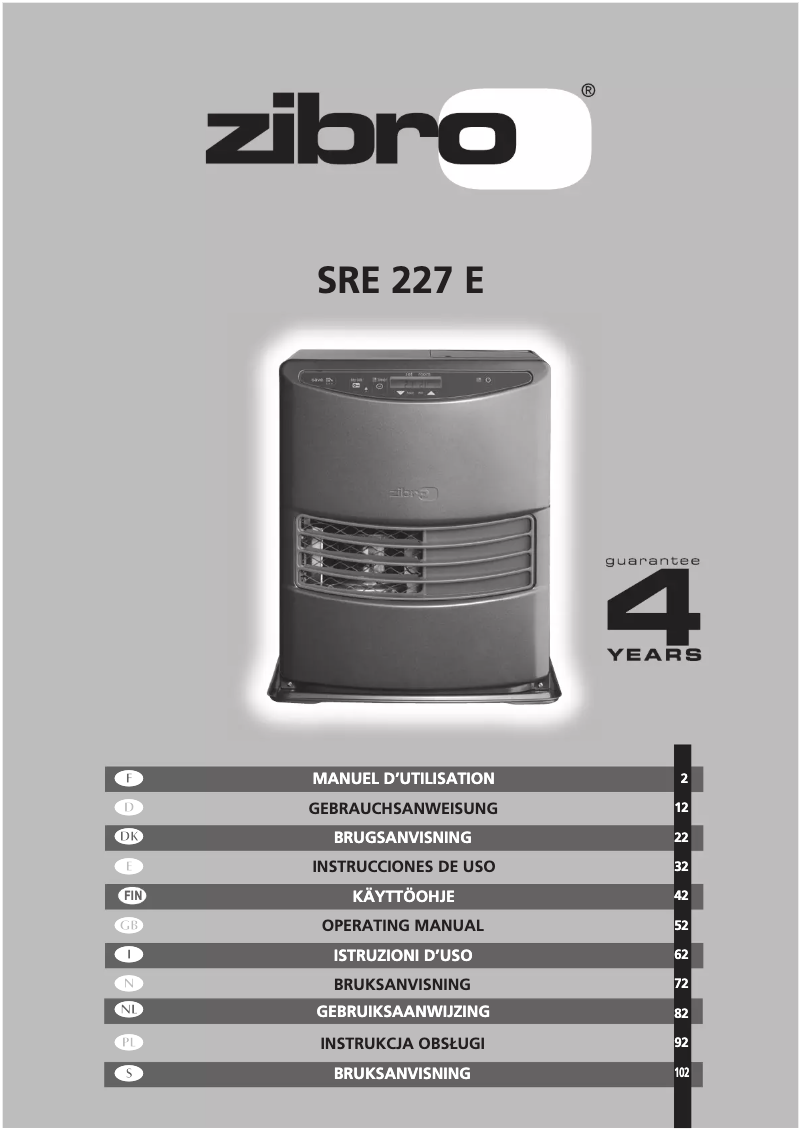 Page n°1 - Manuel utilisateur Zibro Kamin SRE 227 E