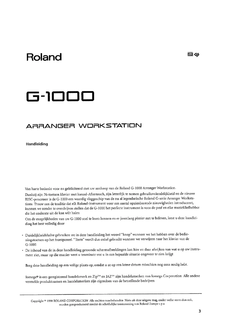 Image de la première page du manuel de l'appareil G-1000