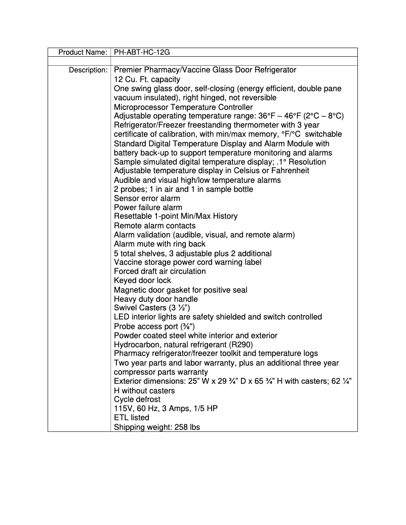 Page 1 de la notice Manuel utilisateur American BioTech Supply PH-ABT-12G