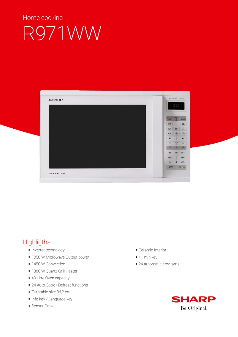 Página 1 del manual Ficha técnica Sharp R-971WW