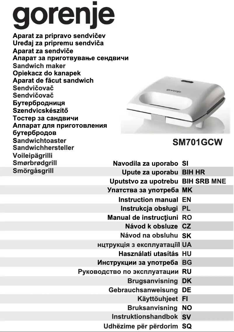 Page n°1 - Manuel utilisateur Gorenje SM701GCW