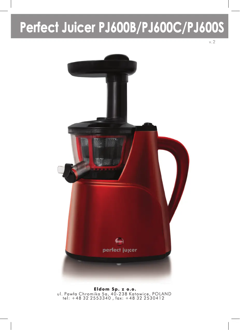 Image de la première page du manuel de l'appareil Perfect Juicer PJ600B