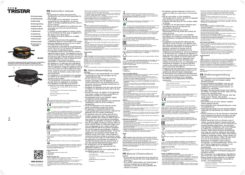 Page n°1 - Manuel utilisateur TriStar RA-2998