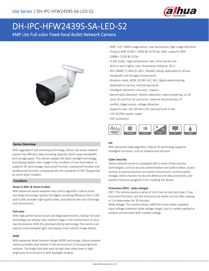 Image de la première page du manuel de l'appareil IPC-HFW2439S-SA-LED-S2