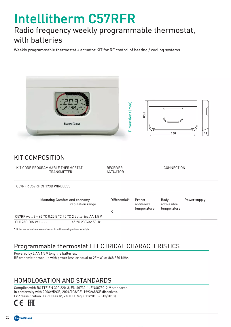 Page n°1 - Fiche technique Fantini Cosmi Intellitherm C57RFR