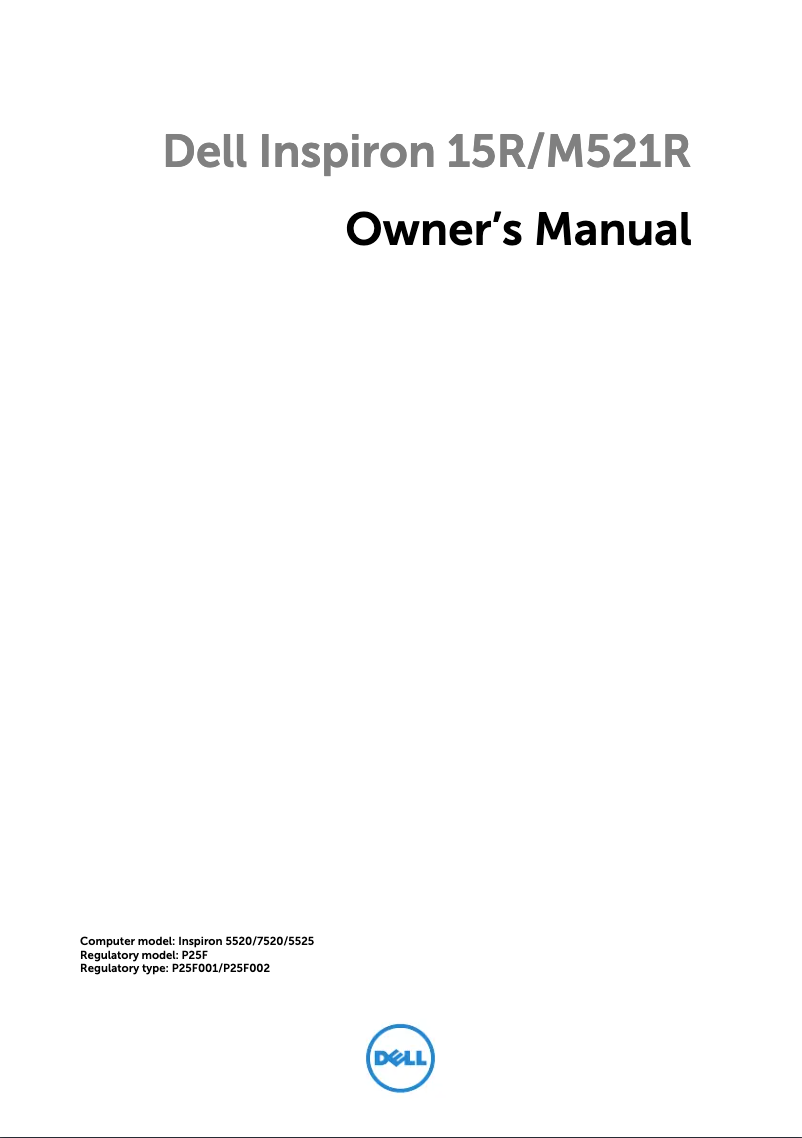 Page 1 de la notice Manuel utilisateur Dell Inspiron M521R