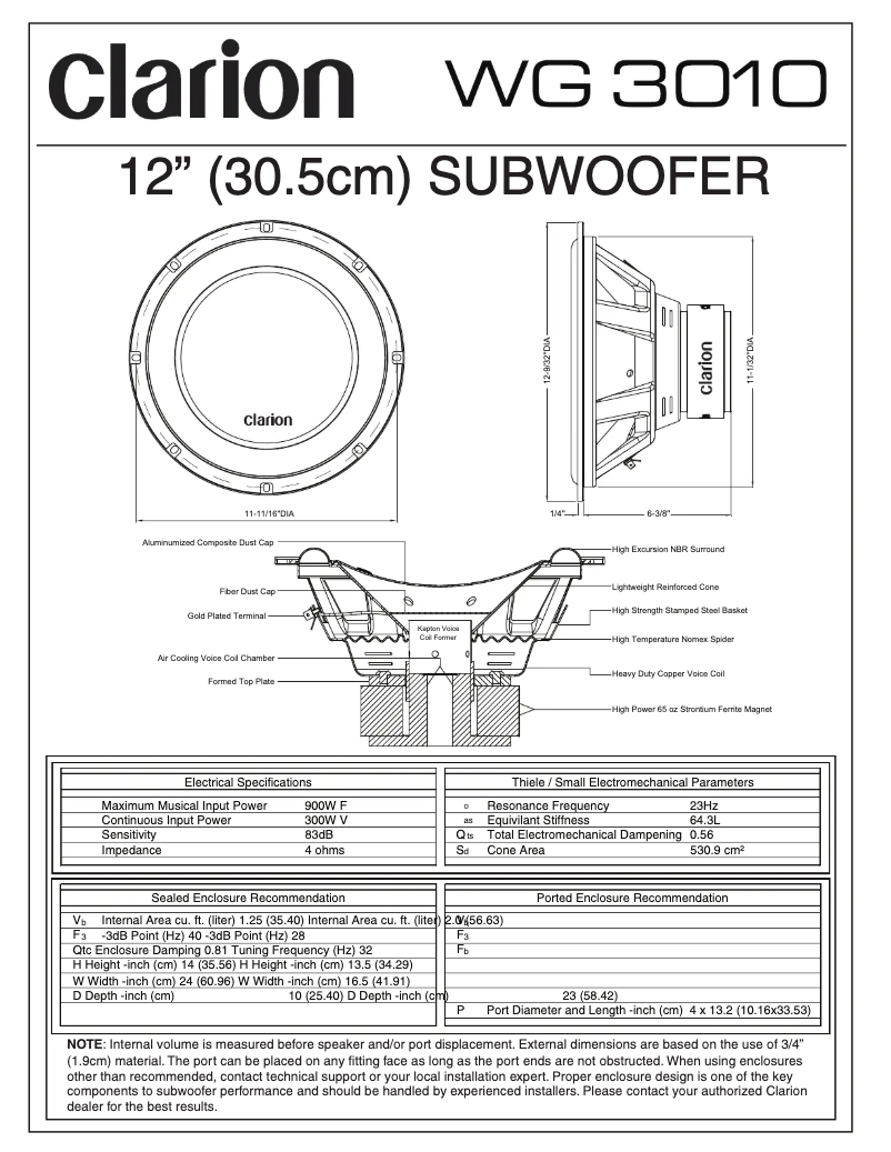 Page 1 de la notice Manuel utilisateur Clarion WG3010