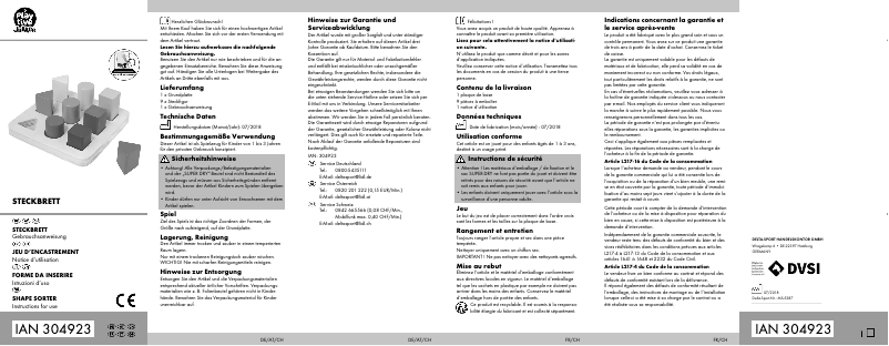 Page 1 de la notice Manuel utilisateur Playtive IAN 304923