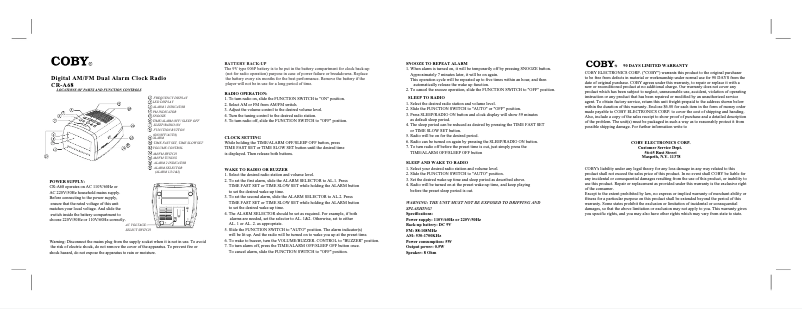 Page 1 de la notice Manuel utilisateur Coby CR-A68