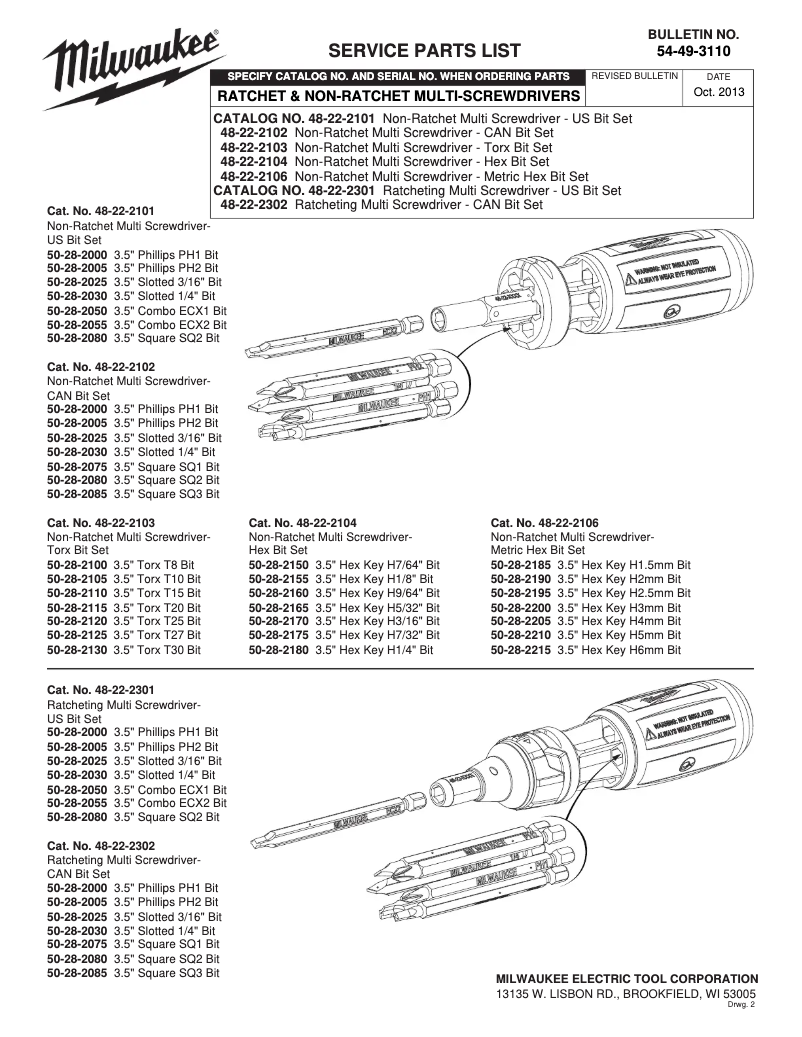 Page 1 de la notice Manuel utilisateur Milwaukee 48-22-2106