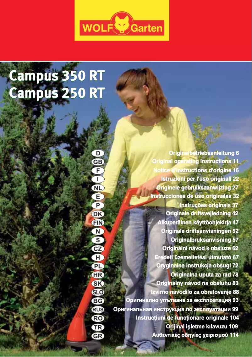 Page 1 de la notice Manuel utilisateur Wolf Garten Campus 350 RT