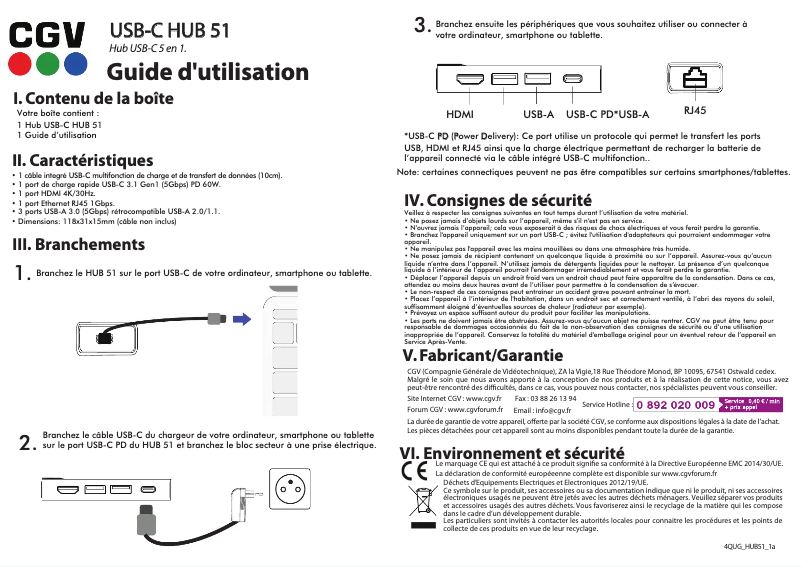 Image de la première page du manuel de l'appareil USB-C HUB 51