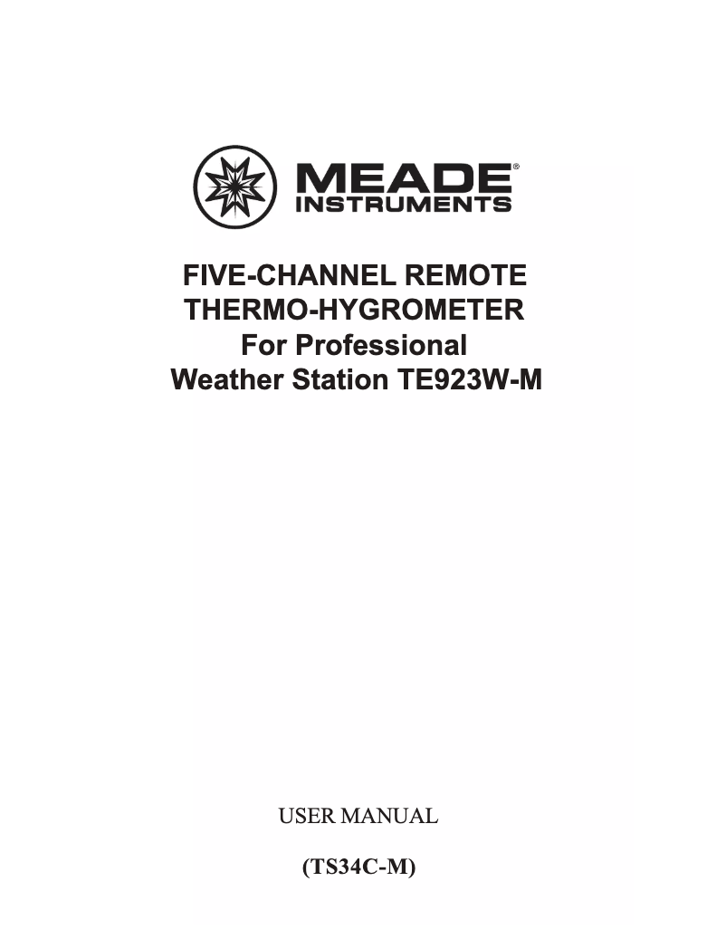 Page 1 de la notice Manuel utilisateur Meade TS34C-M