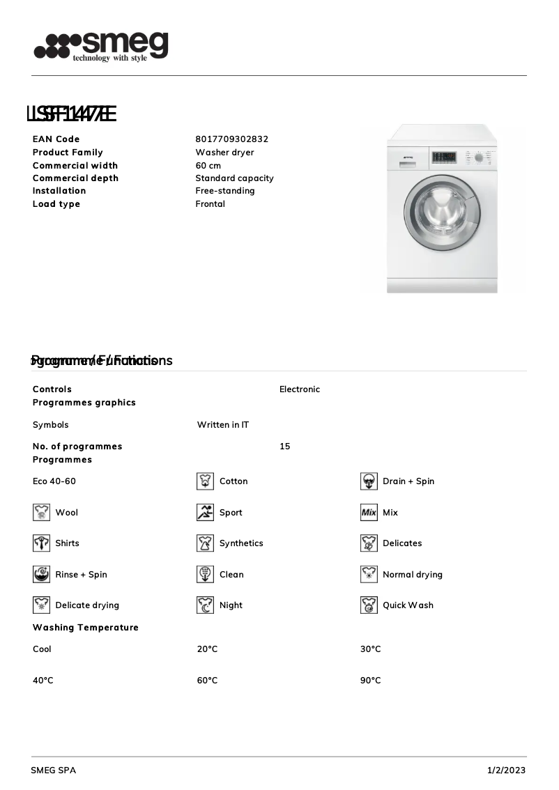 Page n°1 - Brochure Smeg LSF147E