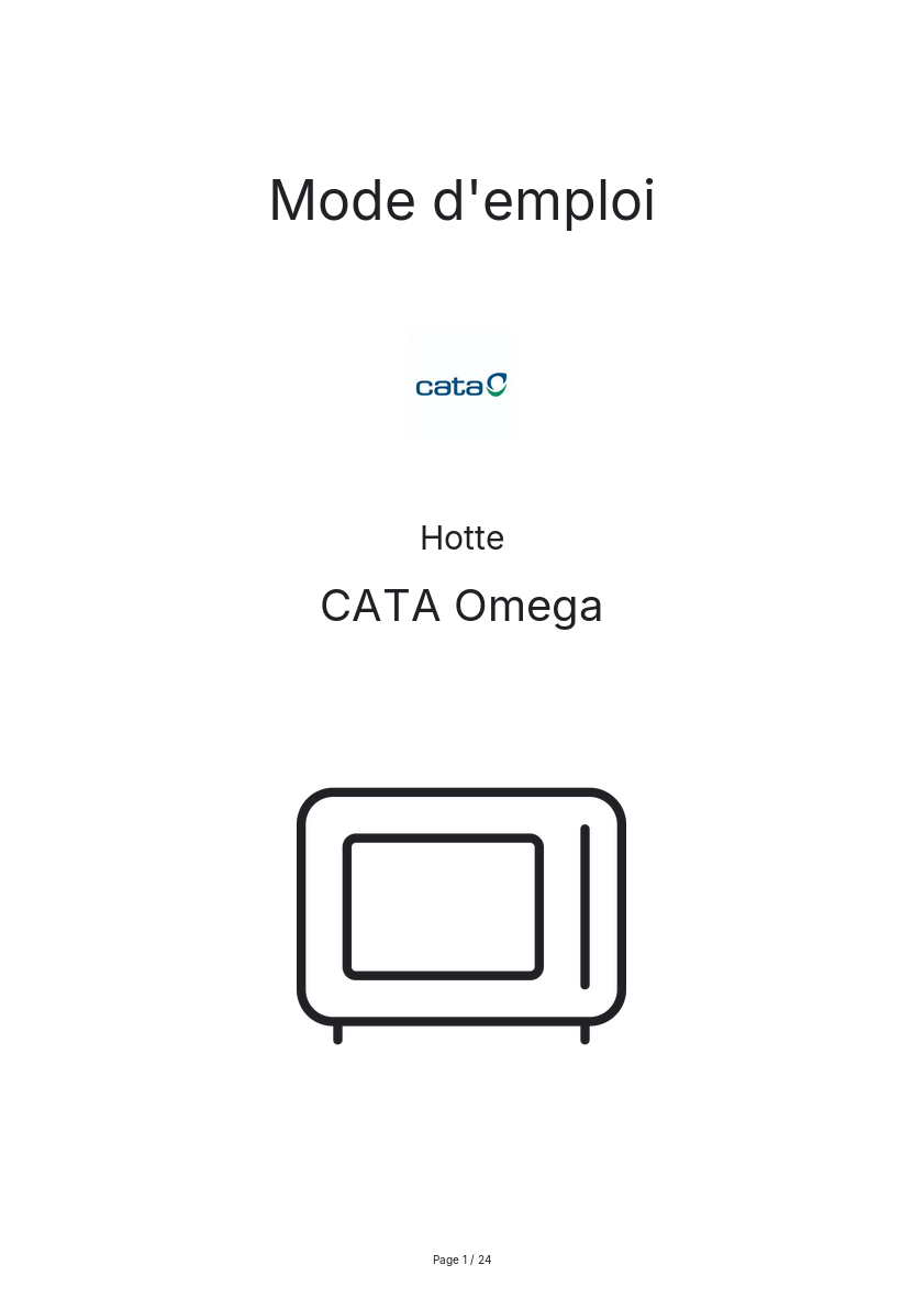 Page n°1 - Mode d'emploi CATA Omega