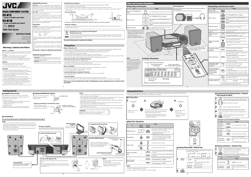 Page 1 de la notice Manuel utilisateur JVC UX-N1
