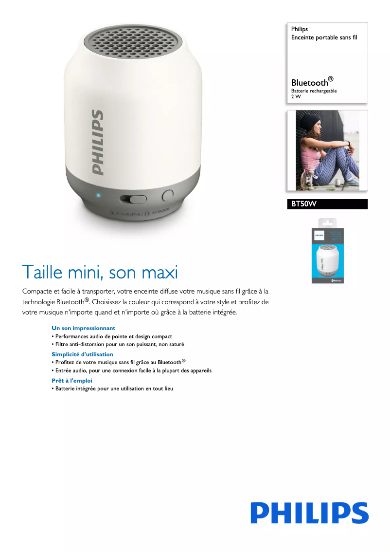 Page n°1 - Fiche technique Philips BT50W