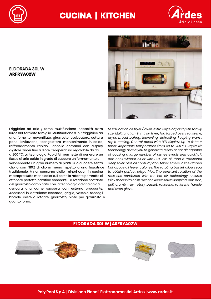 Image de la première page du manuel de l'appareil ARFRYA02W