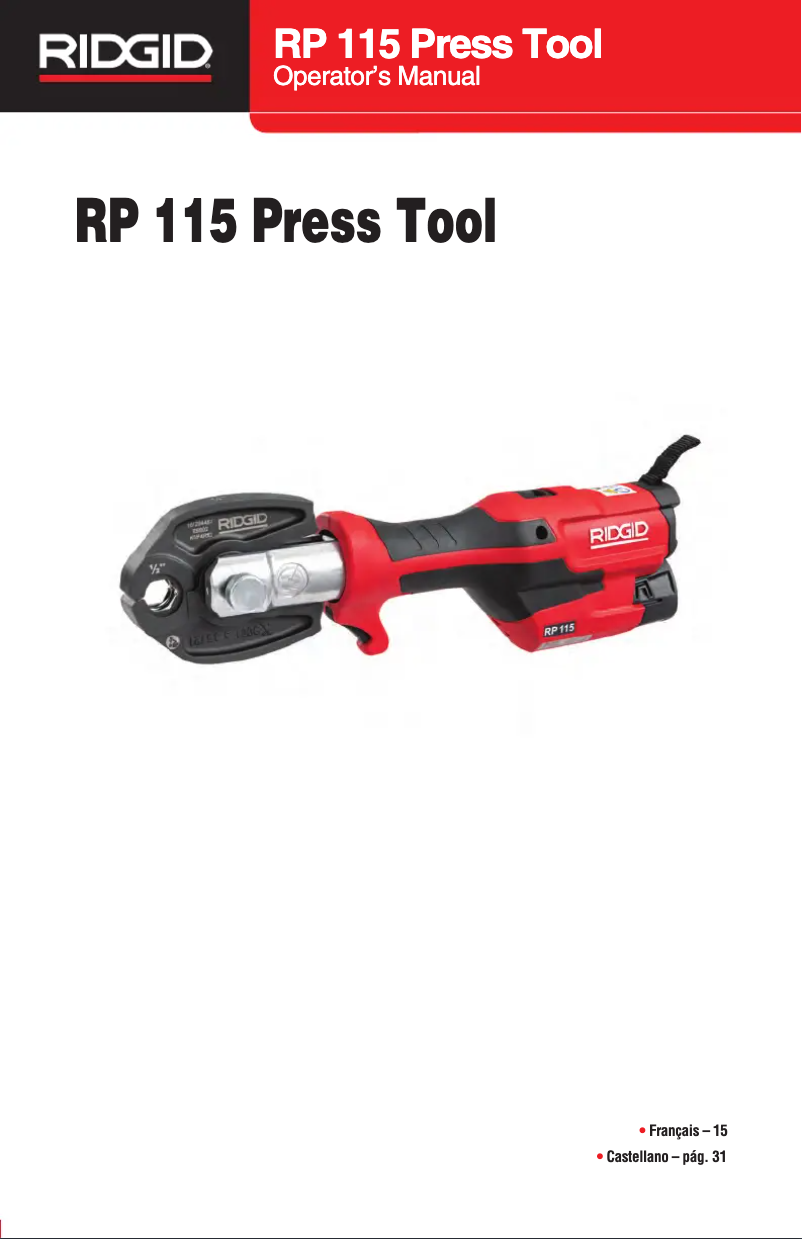 Page 1 de la notice Manuel utilisateur Ridgid RP 115