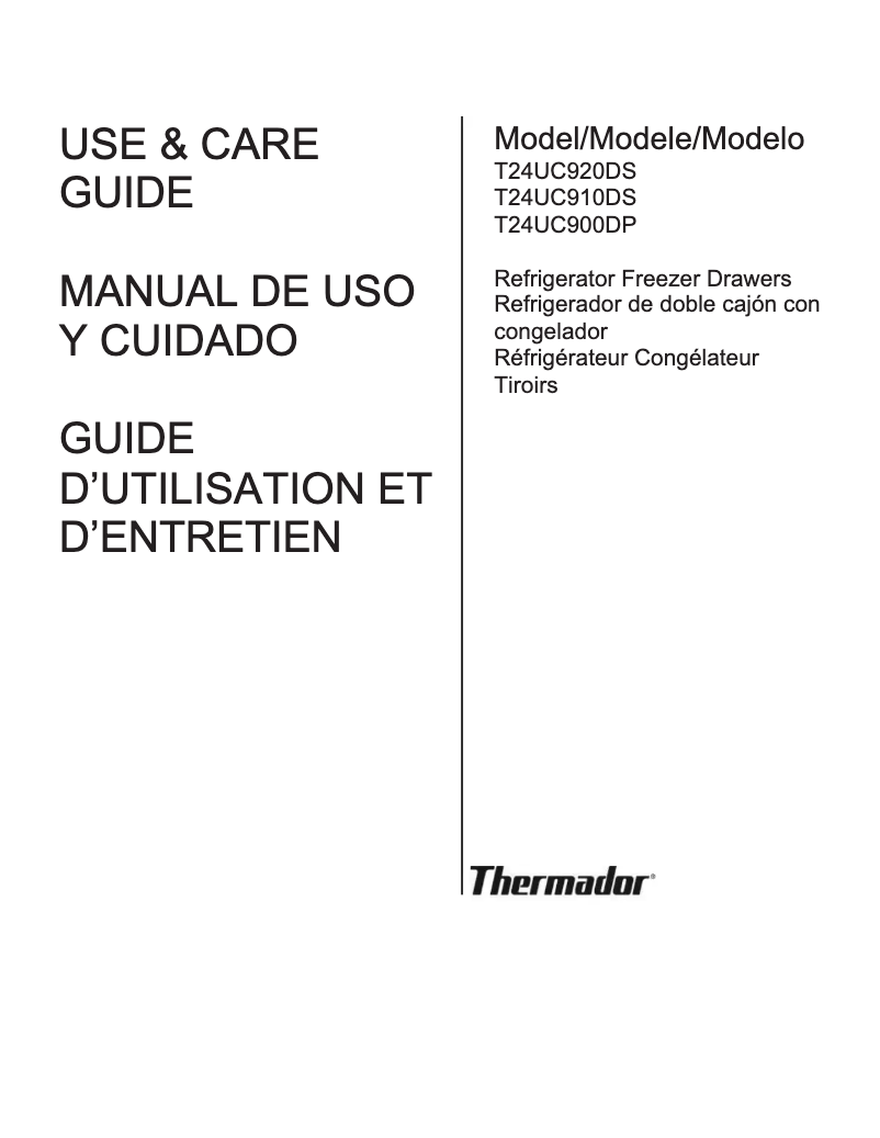Page n°1 - Manuel utilisateur Thermador T24UC900DP