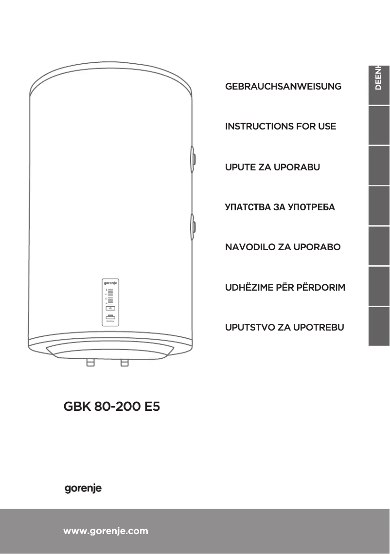 Page n°1 - Manuel utilisateur Gorenje GBK200ORRN