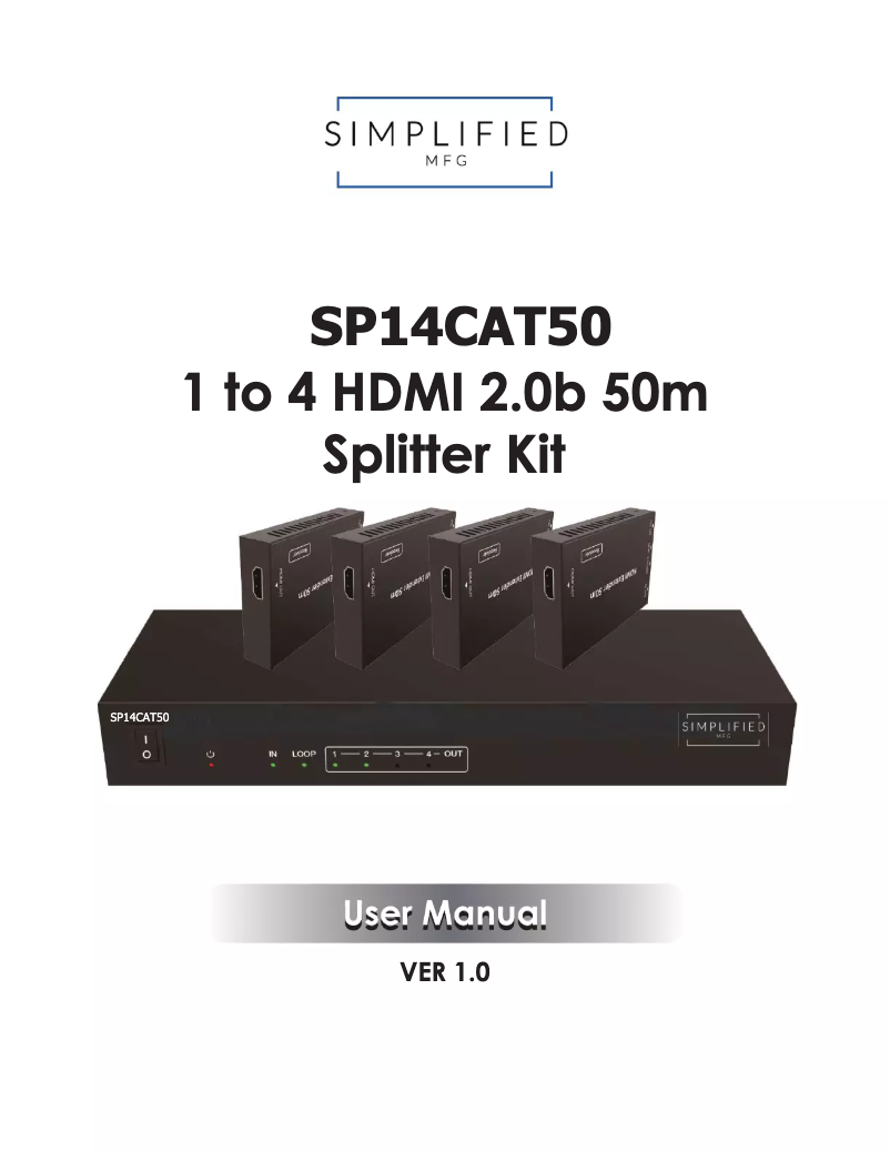 Page 1 de la notice Manuel utilisateur Simplified MFG SP14CAT50